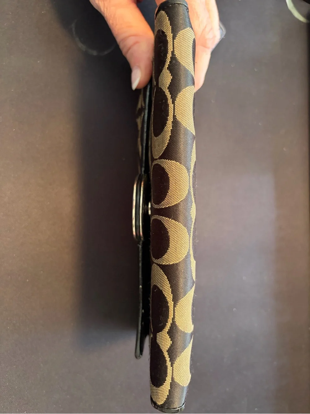 Coach Brown and Black Signature Canvas Wallet